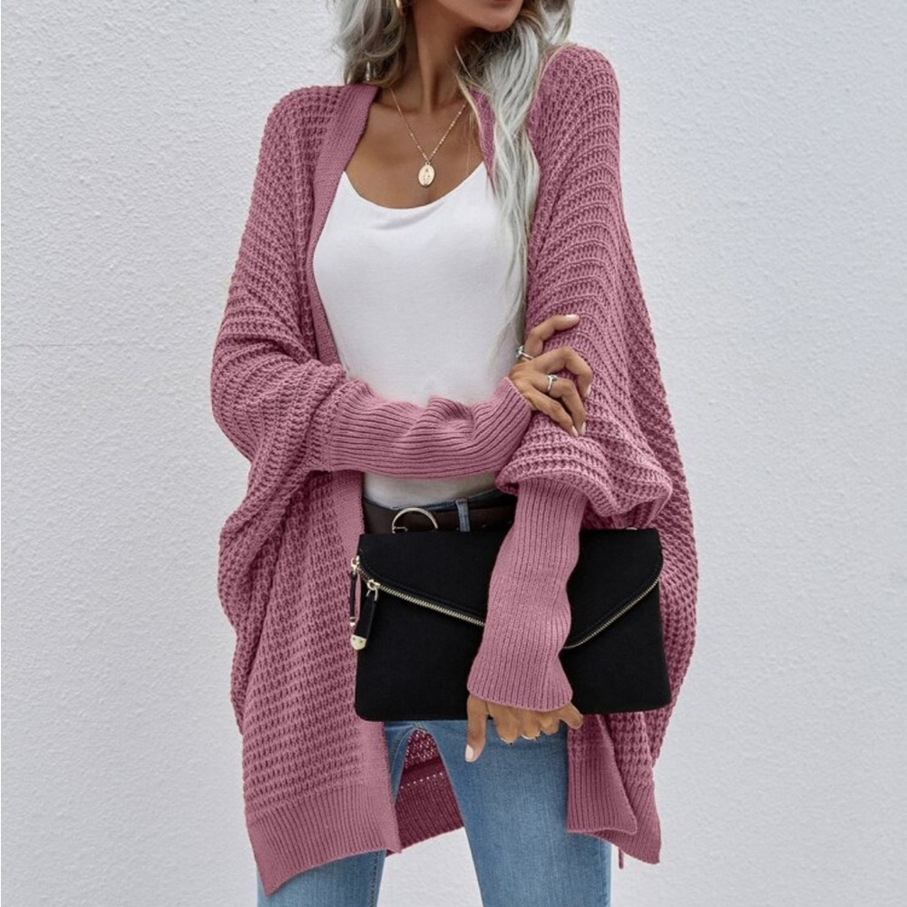 Cozy Batwing Sleeve Open Front Knit Sweater Cardigan - Picture 10 of 13